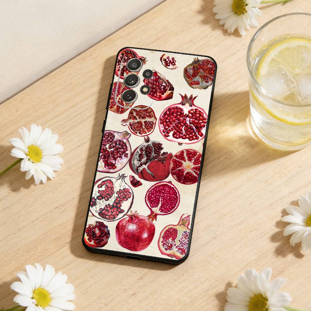 Чехол для телефона с рисунком граната для Samsung S26, S25, S24, S21, S22, S23, S30, Ultra, S20, Plus, Другие, Мягкая черная крышка