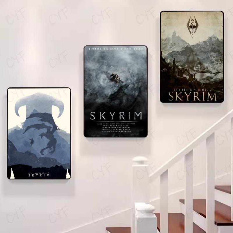 S-Скайрим Постер The Elder S-Scrolls V HD арт липкий на стену водонепроницаемый дом гостиная спальня бар эстетичное украшение