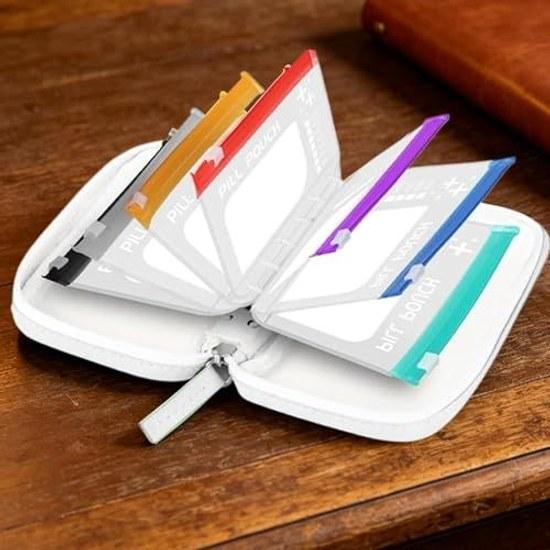 Travel Pill Pouch Waterproof Bag Set - 14 Bags Zippered Holder Cases Tablet Container