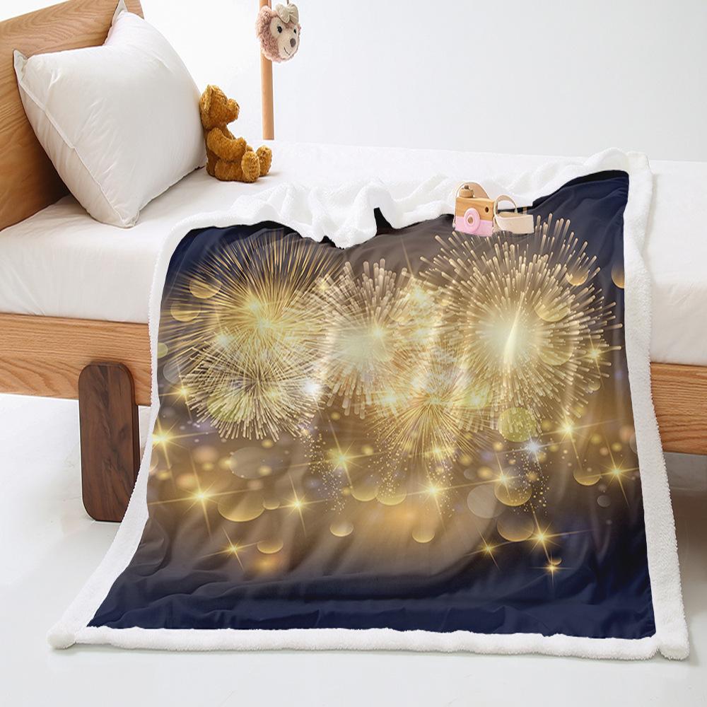 Fireworks 2D digital printing thickened lamb wool crystal fleece blanket one piece