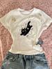 Сладкая и острая укороченная футболка с принтом черной кошки в американском стиле, облегающая, в стиле INS для девушек