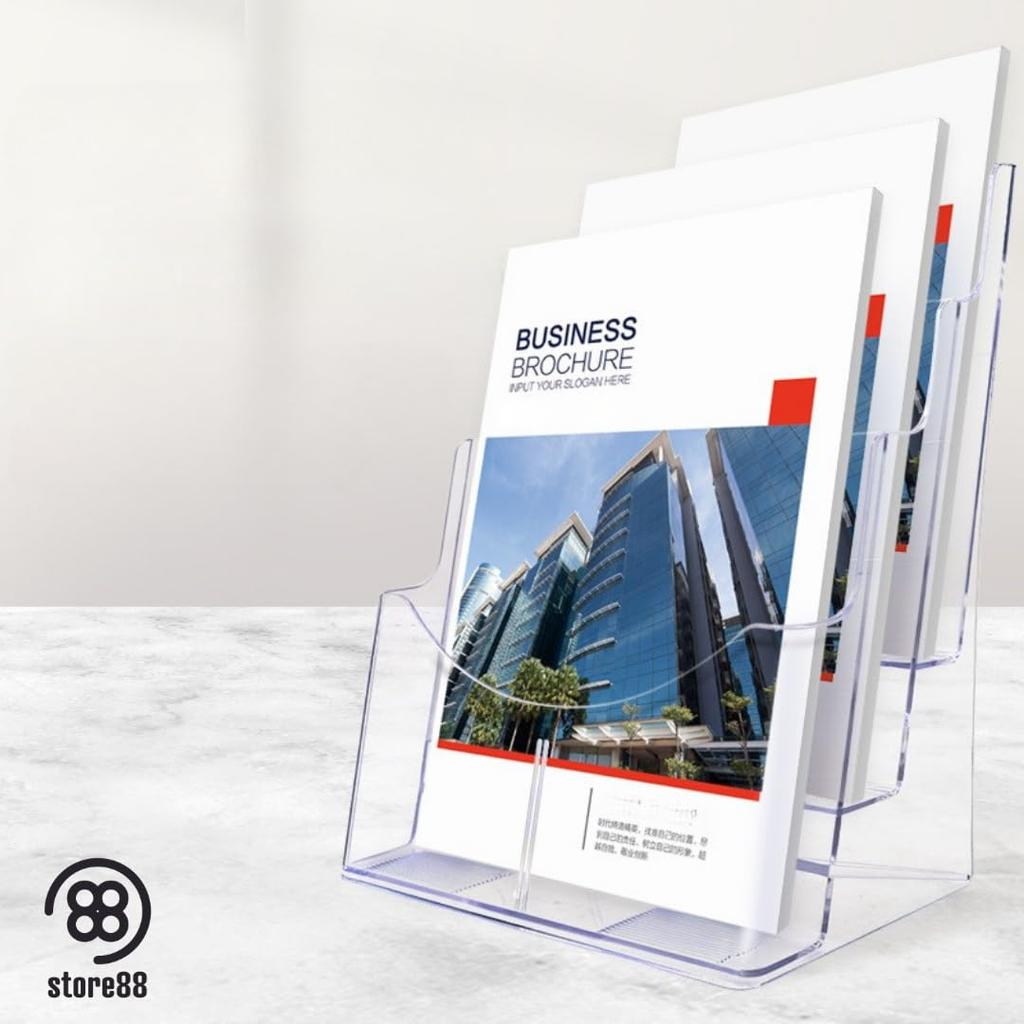 store88 Magazine Rack, Brochure Stand, Tabletop, Flyer, Catalog Stand, Wall-Mounted, Bookstand, Clear (A5, 1 Tier)