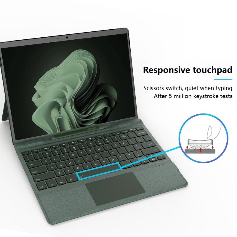 Новый цвет Магнитная Bluetooth-клавиатура Microsoft Surface Pro 8/9/X/10/11 со слотом для стилуса, тачпадом и 7-цветной подсветкой