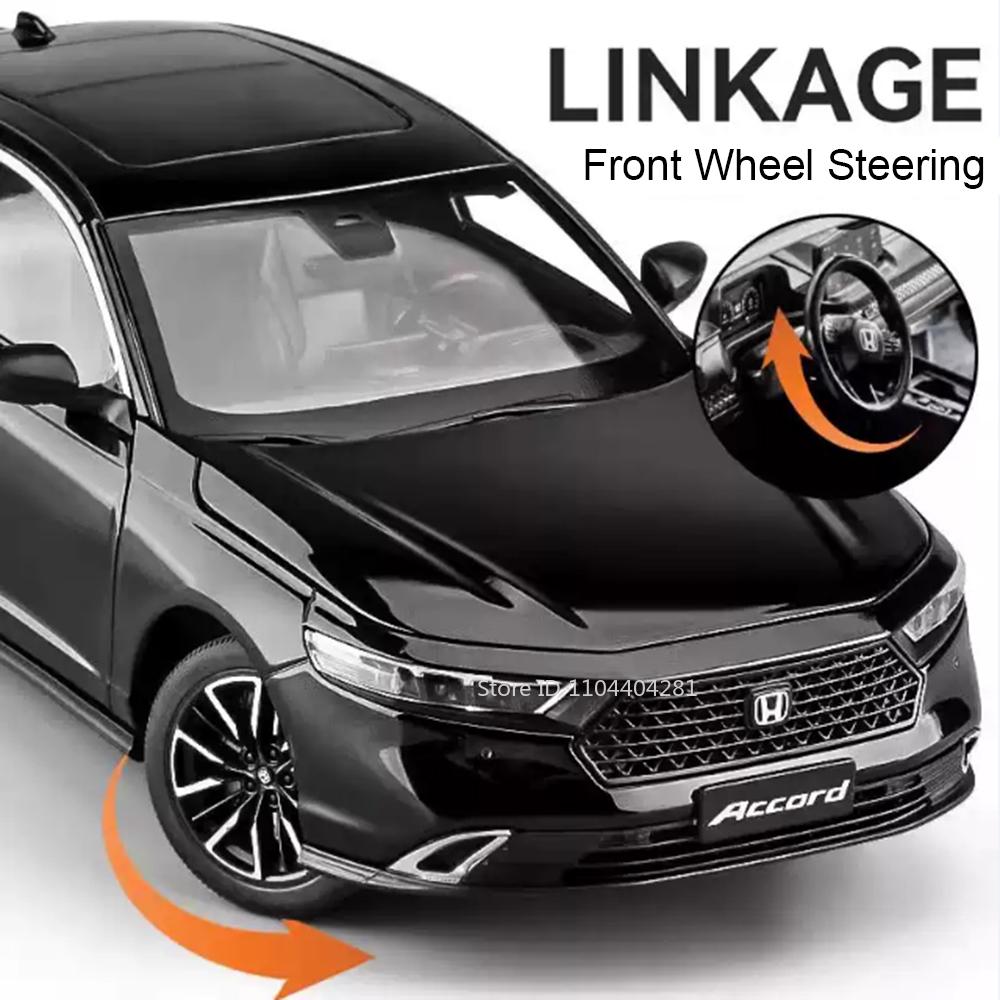 1:18 Сплавная Миниатюрная Модель Honda Accord Литая Игрушка Открывающиеся Двери Звук Свет Оттягивание Рулевое Управление Передними Колесами Классический Подарок на День Рождения