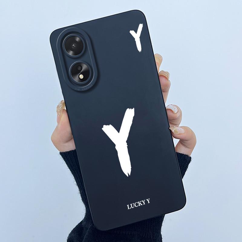 Чехол для Oppo A18 A38 A58 A78 4G Чехол Защита камеры Минималистичный Буквы Жидкий силикон Мягкие задние крышки для Oppo A 38 A 18 Корпус