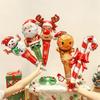5Pcs Christmas Hand-Held Stick Balloons (One Each Style, Does Not Include Air Pumps), Santa Claus Gingerbread Man Snowman Aluminum Film Decorat