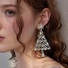 Elegant Rhinestone-Inlaid Christmas Tree Pendant Earrings for Ladies