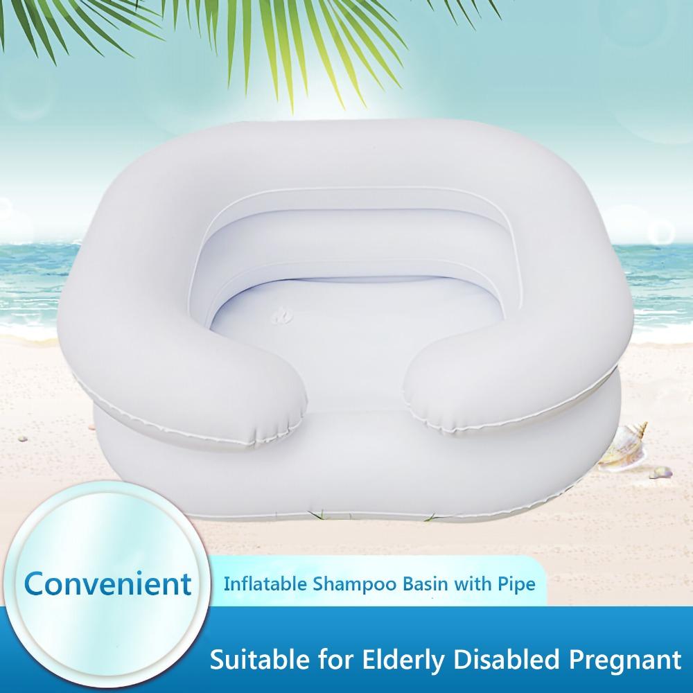 With Tube Hair Washing Basin PVC Material Shampoo Bowl Inflatable Shampoo Basin  Bedside Use