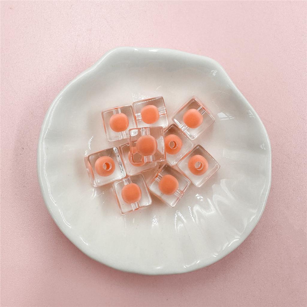 Простой модный браслет-брелок 10 мм, прозрачные модные квадратные бусины из акрила, 10 шт., яркое лицо, сделай сам, ювелирные аксессуары, сэндвич, изысканные ювелирные изделия