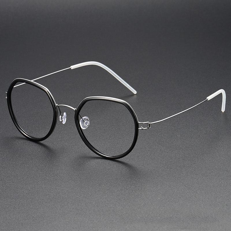 New Pure Titanium Screwless Small Face Elliptical Frame Glasses Retro Fashion Glasses Frame