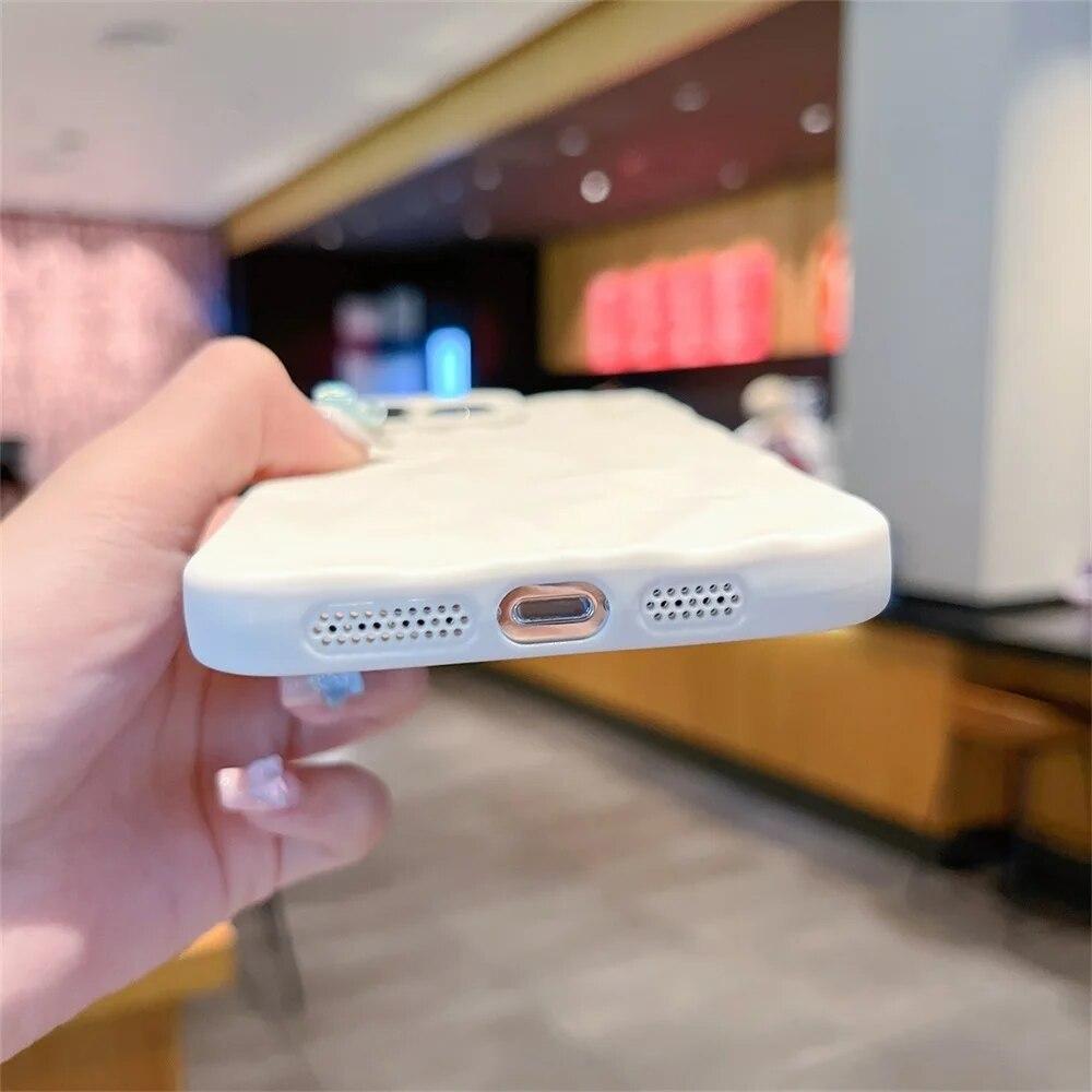 Мягкий чехол для телефона iPhone 15, чехол для iPhone 11, 13, 14, 12 Pro Max XR XS X 7, 8, 15 Plus, матовый силиконовый чехол ярких цветов с узором в виде складок