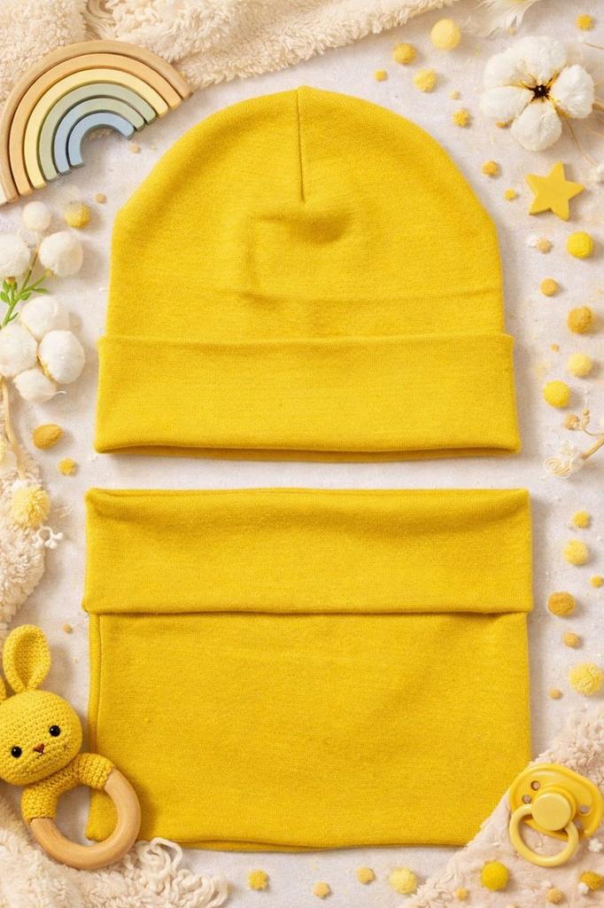Hat + Scarf Set 110-122 Children' Set 52-56 Spring Bright Yellow