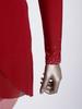Womens Lyrical Dance Rhinestones Bodysuit Dress Single Long Sleeve Irregular Mesh Hem Dress