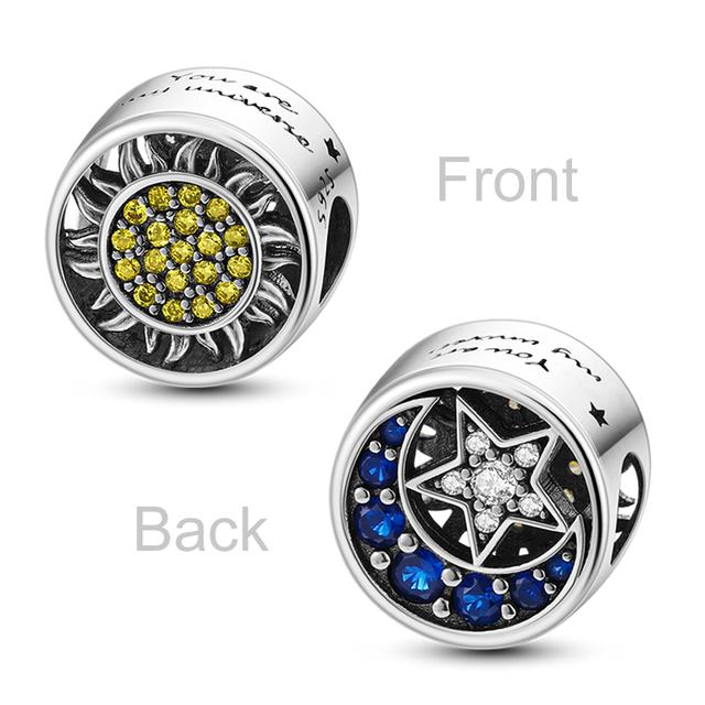 Звездная коллекция, подвески, бусины, серебро 925 пробы, солнце, звезды, луна, висячие подвески, подходят для оригинальных ювелирных изделий, браслета, ожерелья