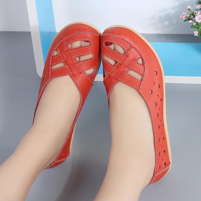 Женская обувь на плоской подошве размером 35–44. Кожаные нескользящие мокасины. Туфли для медсестер. Обувь для мам. Женские сандалии.