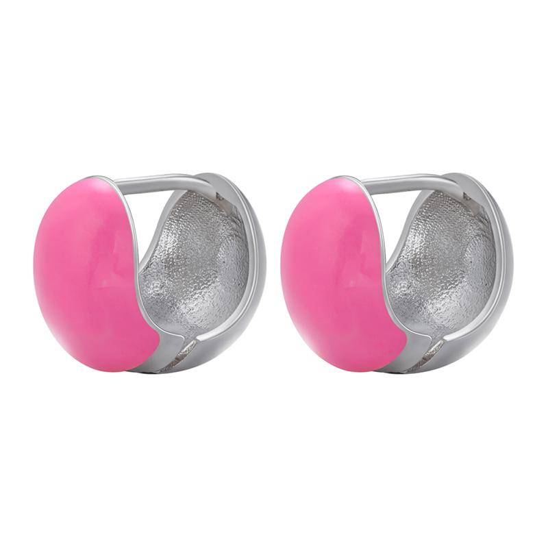Lovely Gold Round Small Hoop Earrings Enamel Oil Drop hoop Earrings Gold-plated Brass Jewelry :VE614