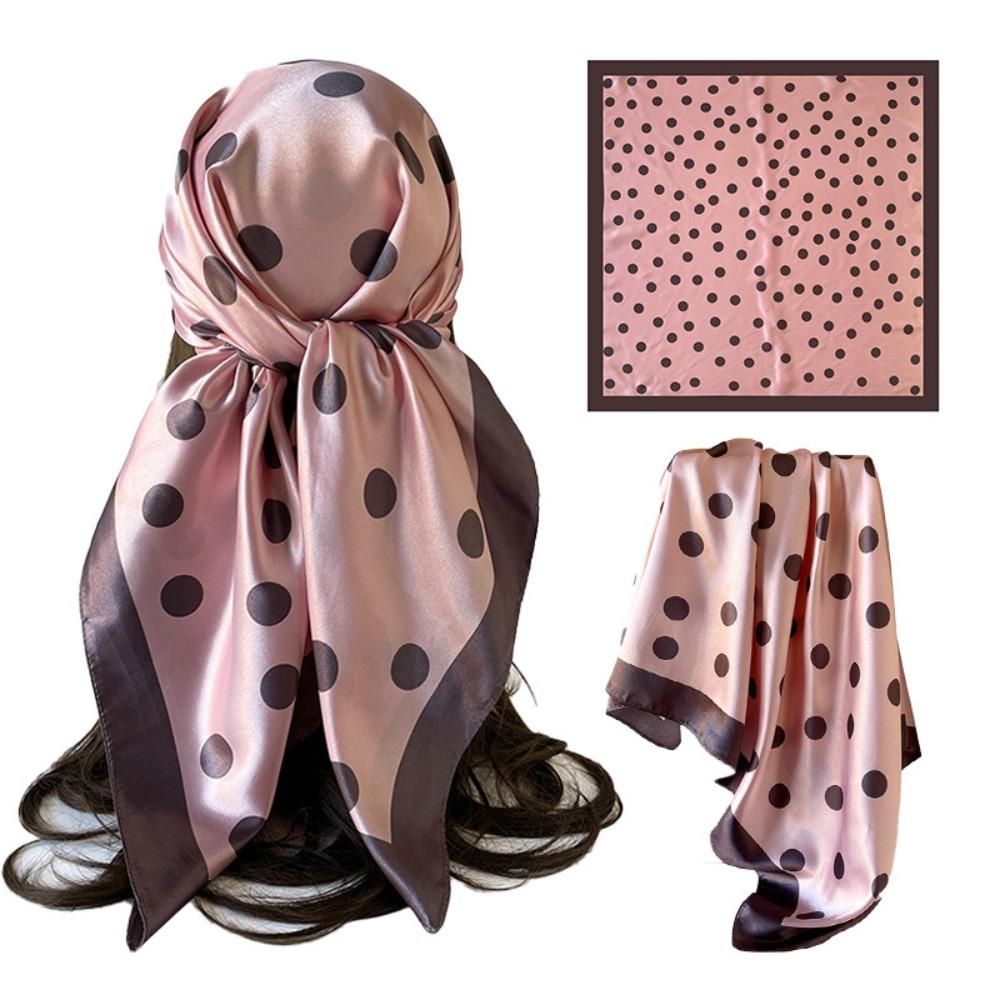 Printed Small Square Scarf Geometric Shape Hair Scarf Elegant Polka Dot Silk Scarf Women