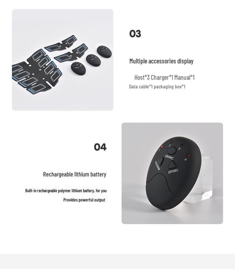 Перезаряжаемый EMS стимулятор мышц пресса с цифровым дисплеем - Умный фитнес-патч для пресса и похудения