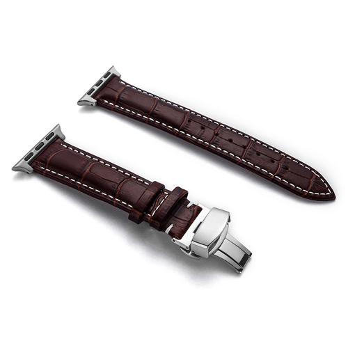 Кожаный ремешок для Apple Watch band 44мм 40мм 45мм 41мм 49мм 42мм 38мм Бабочка Пряжка Браслет iwatch серия 3 5 6 se 7 8 ultra