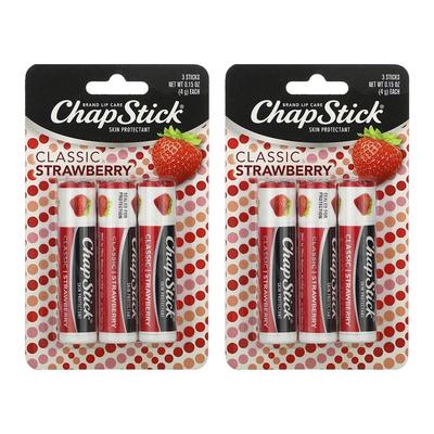 Бальзам для губ Chapstick Brand Lip Care Skin Protectant 4 г, классическая клубника, 6 шт.