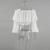 1116 Summer New One-Neck Bubble Sleeve Fashion Casual Sexy Shirt White European and American Off-Shoulder Commuter Women's Clothing