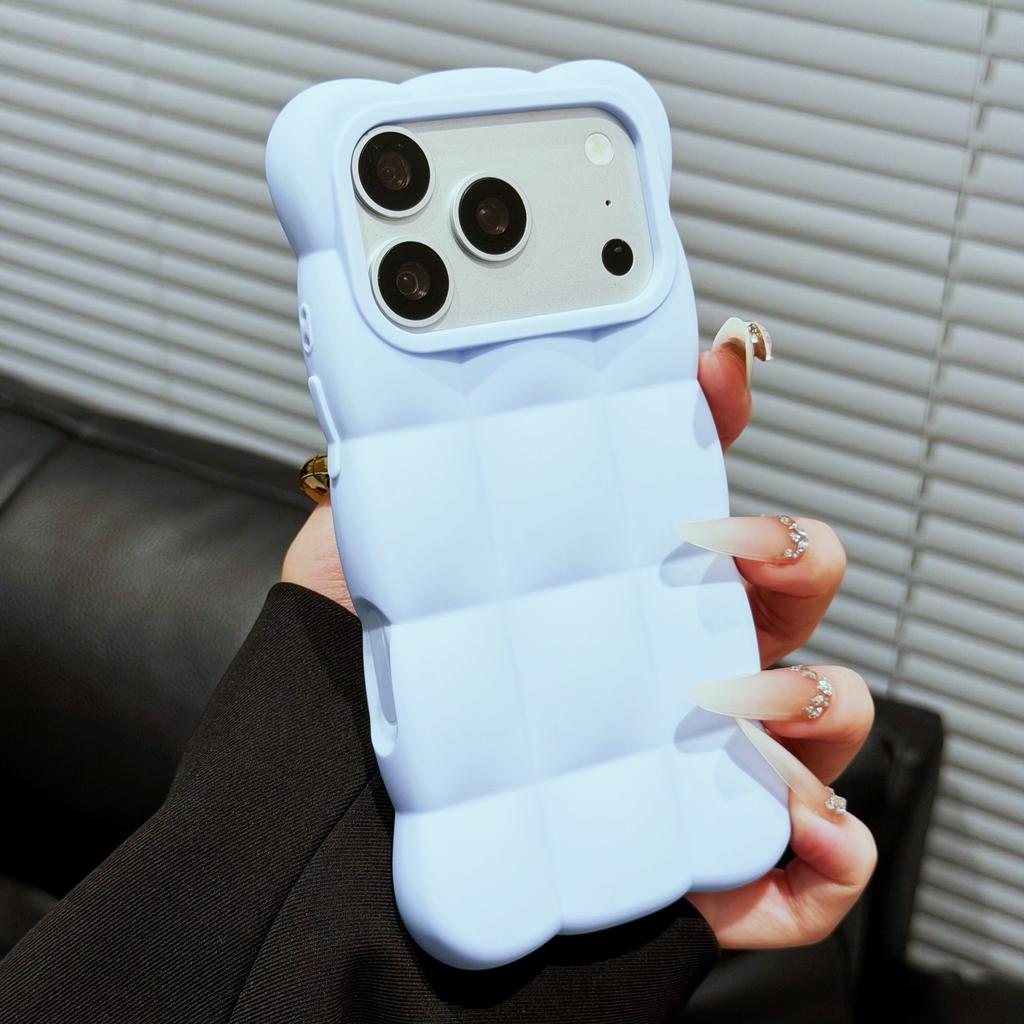 3D Cloud Puff Silicone Phone Case For IPhone14 15 16 17 Pro Max, Solid Color Cute Full Wrap Shockproof Protective Cover