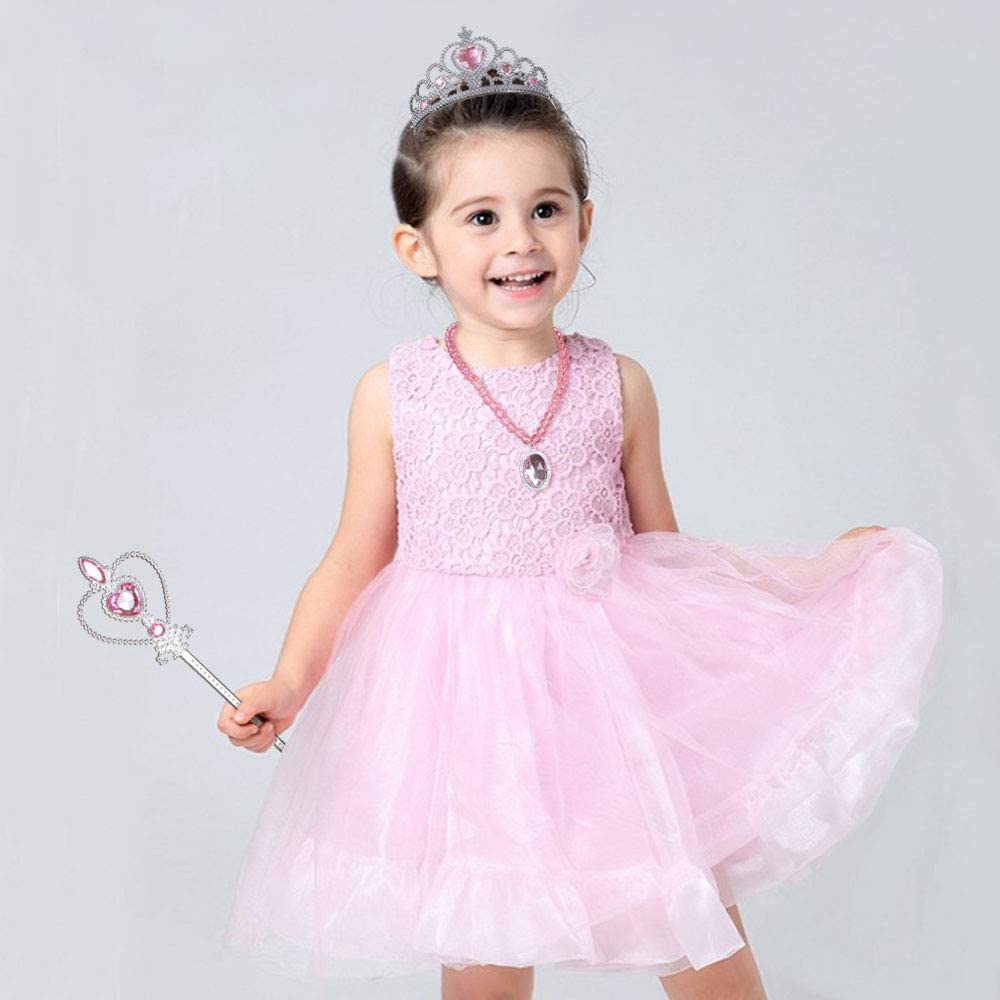 Princess Costume Set Crown Magic Wand Frozen Children Princess Gloves Necklace Ring Set Costume Accessories