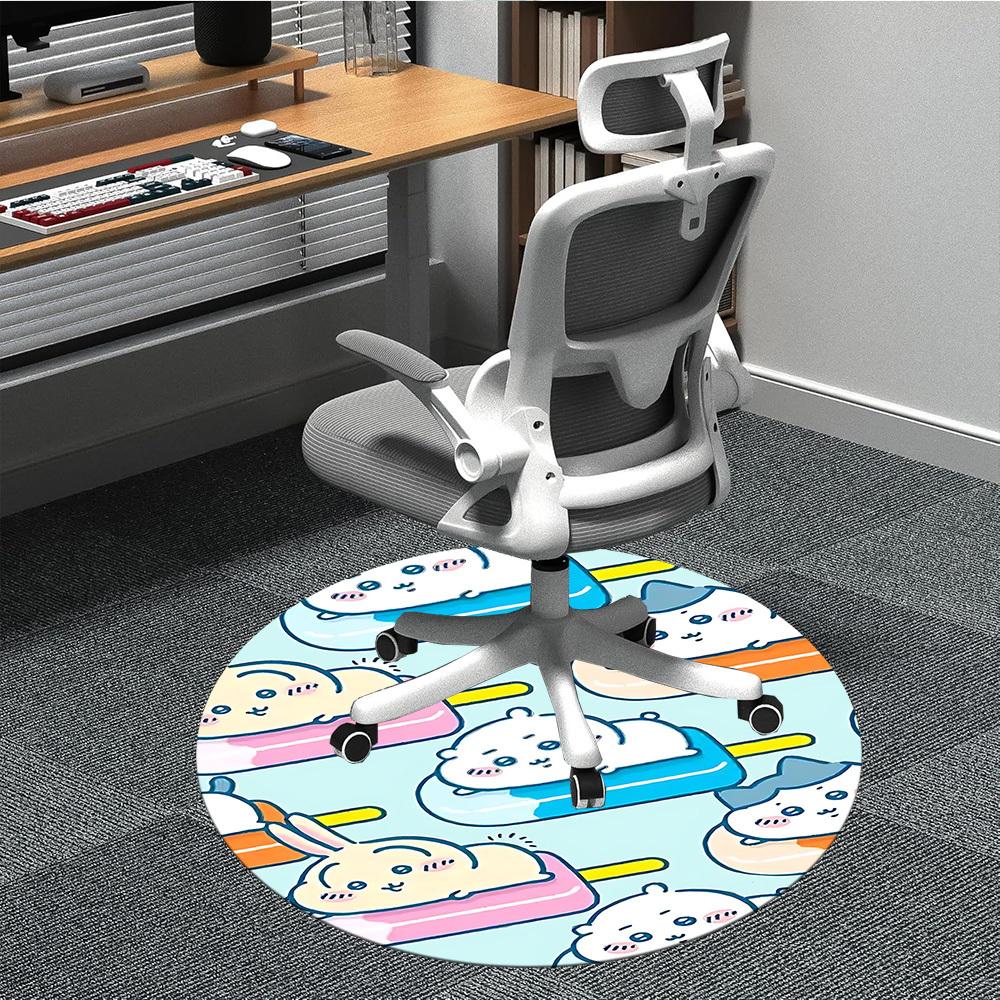 1PC Chiikawa Office Round Area Rug Suitable For Office, Under Office Chairs Bedroom Living Room Home Decor, Room Deco T1224009