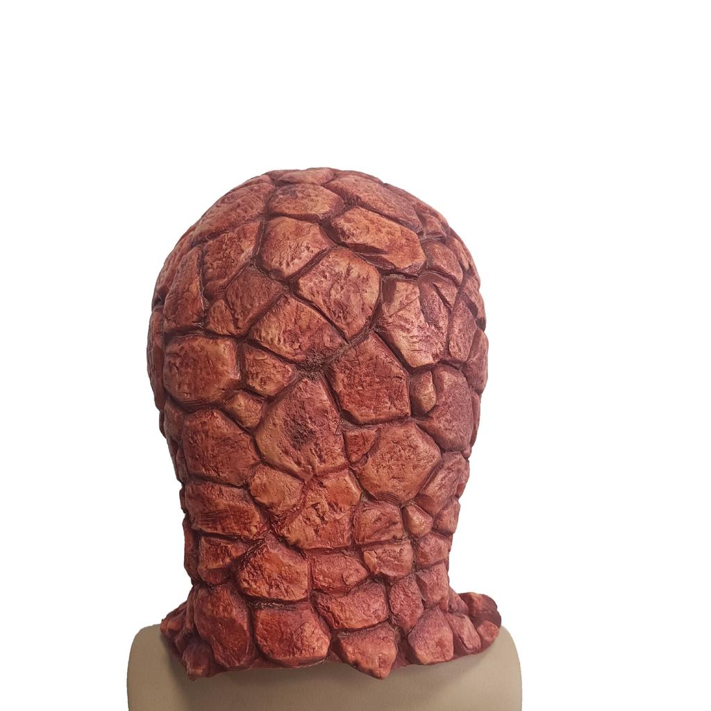 Stone Texture Full Head Latex Mask for Adult, Cracked Rock Surface Monster Headgear, Halloween Cosplay Masquerade Party Prop