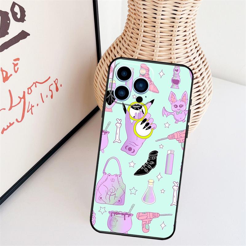 Пастельно-девчачий Гот-ведьминский узор Чехол для телефона Для iPhone 16 Pro Max 15 14 13 11 12 17 Pro Max mini 15 16 Plus 16e 17 Air Cover