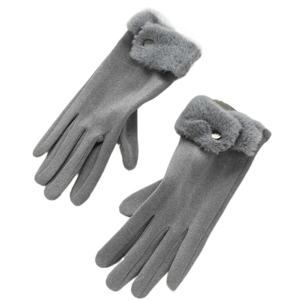 Velvet Winter Gloves Windproof Women Mittens All-Match Plush Gloves  Outdoor
