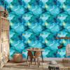 Wallpaper Ink turquoise, celadon, sea green and navy blue 50x1000