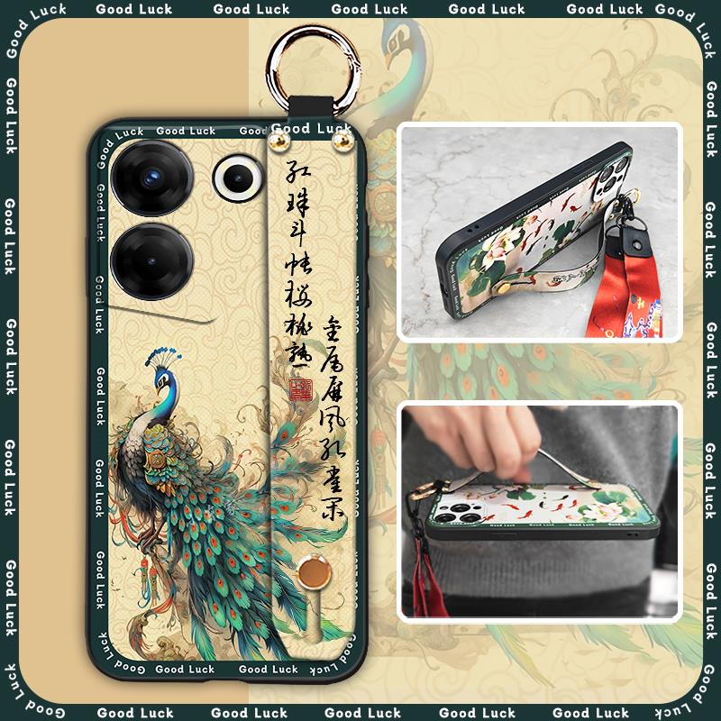 Для мамы чехол для телефона в китайском стиле для Tecno Camon20 Pro 5G/CK8n Модный ремешок на запястье Мягкий чехол Держатель для телефона Грязеотталкивающий