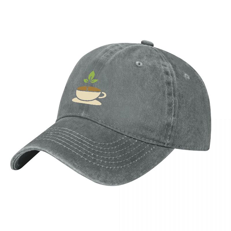 Coffee Plant Embroidered Washed Cotton Baseball Cap with Vintage Design and Soft Comfortable Fit for Everyday Wear