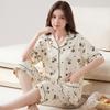 Middle-aged mother shows young pajamas women's summer new short-sleeved cropped pants loungewear imitation cotton casual suit