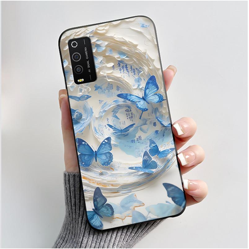 Casing For TCL 205 Case 4187D Aesthetic Fashion Cute Cat Cartoon Black Matte Soft Silicone Back Cover Shockproof TPU Phone Case