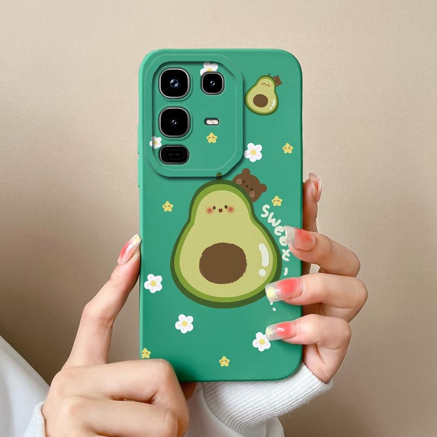 Чехол для телефона для Infinix Note 50 50X Pro Plus 50S милый мультяшный узор с авокадо квадратный мягкий жидкий силикон продвинутый пыленепроницаемый чехол для корпуса Infinix