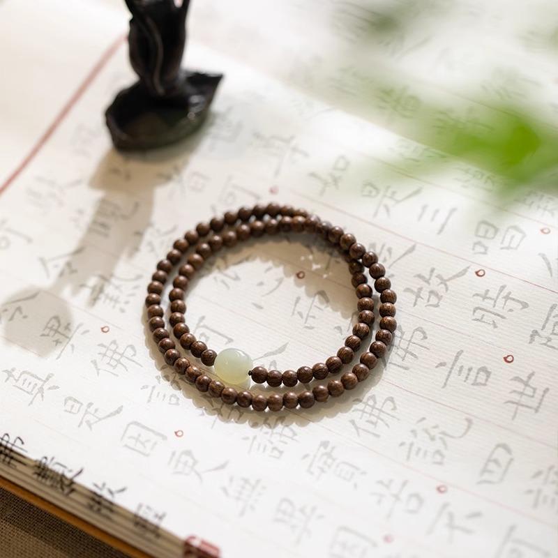Original Old Material Green Sandalwood Buddha Bead Bracelet Female Forest Student Sandalwood Passion Seed Bracelet Couple Ethnic Style Male Female