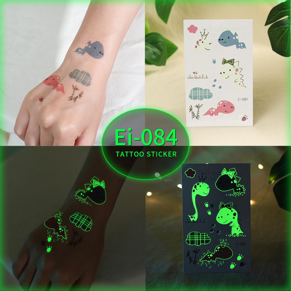 Glow-in-the-Dark Dinosaur Temporary Tattoo Stickers for Kids