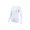 Тренировочная серия однотонный логотип круглый вырез пуловер длинный рукав футболка женские топы чисто-белый 162337402-1