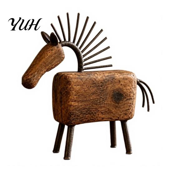 Decorative Animal Statue Artistic Abstract Horse Figurine, Rustic for Desk Farmhouse Sculpture Decoration, Shape Home Office Decor