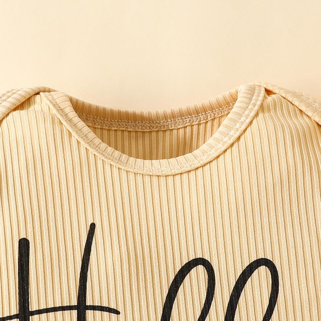 Baby Girls 3Pcs Outfits Long Sleeve Letter Print Romper + Butterfly Flare Pants + Headband Set Infant Clothes