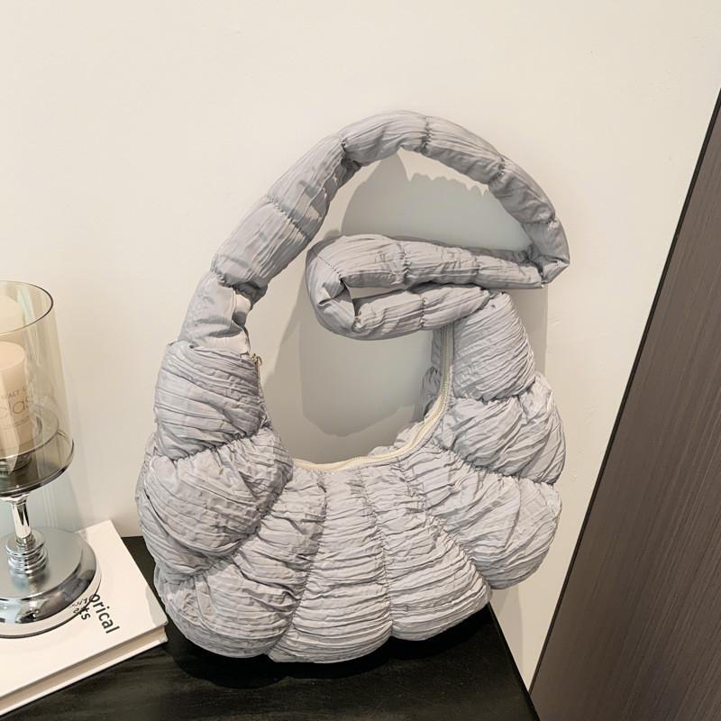 Soft Cotton Duffle Bag With Puffed Pattern And Single Strap For Casual Outings