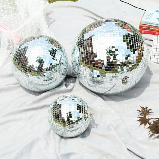 Серебряный цвет, подвесные зеркальные шары с отверстиями, разные размеры, светоотражающие шары, украшения для рождественской елки, украшение для дома