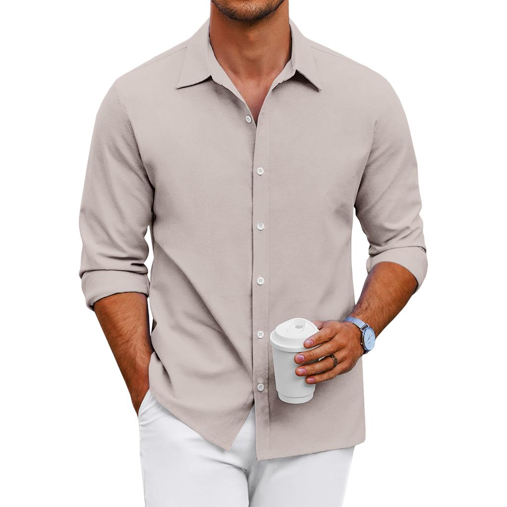 Men's Loose-fitting Casual Button-down Long-sleeved Shirt