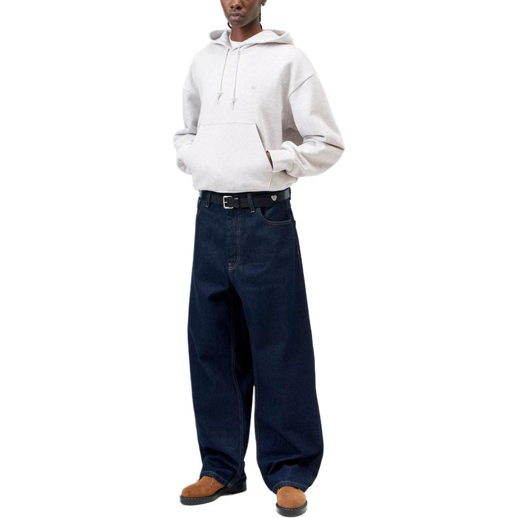 Carhartt WIP Ss24 W Толстовка с капюшоном Casey с логотипом, карман на груди, свободный крой, спущенное плечо, длинный рукав, худи, женская толстовка, серый, I032644-1DQ-XX