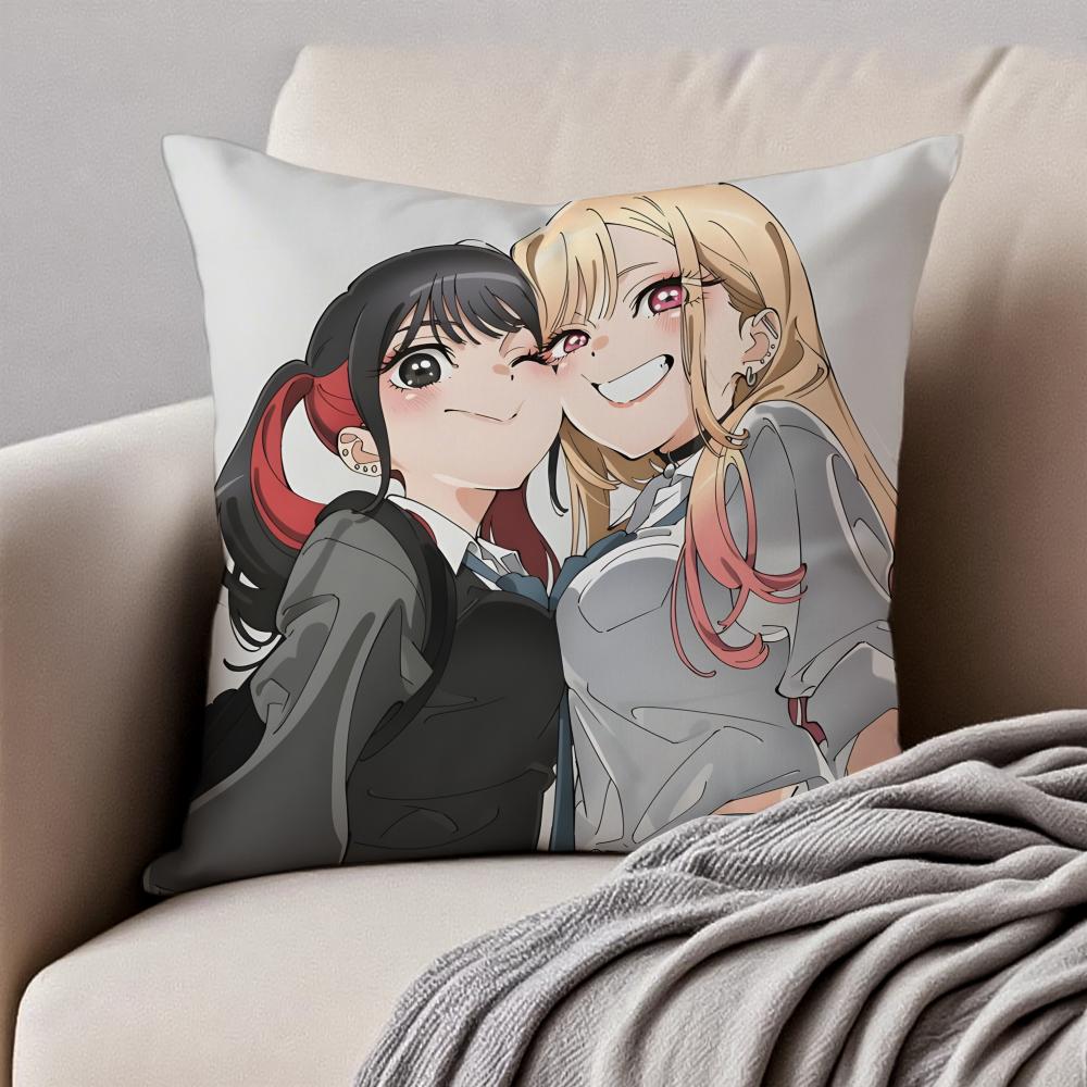 My DDress Up Darling Pillow Romance Anime Cushion Cover Pillowcase Antidustmite Invisible Zipper Short Plush Sofa Cushion