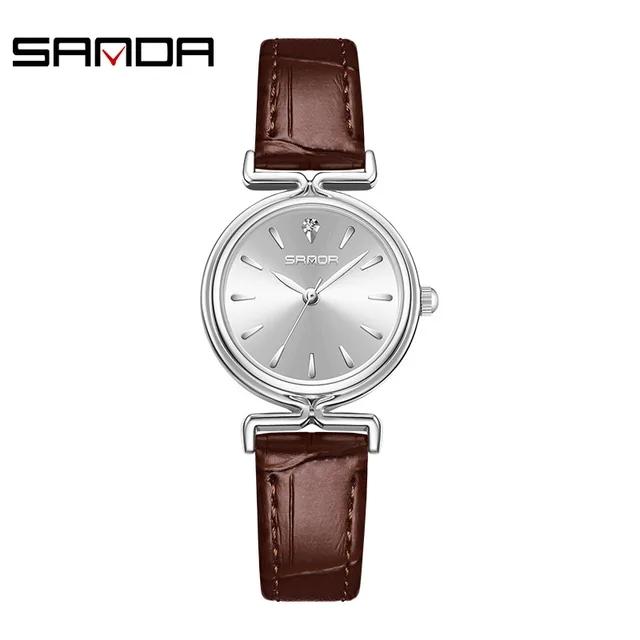 Sanda 1124 Woman Watch Business Casual Ladies Vintage Quartz Wristwatch for Girls Stainless Steel Band Fashion Watches