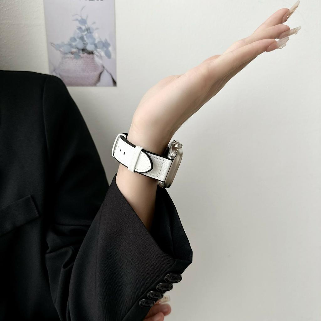 Ремешок для Apple Watch Series 10 9 8 7 SE 6 5 4 3 2 1 42 мм 41 мм 40 мм 38 мм Силиконовый с кожаным покрытием Ремешок на запястье