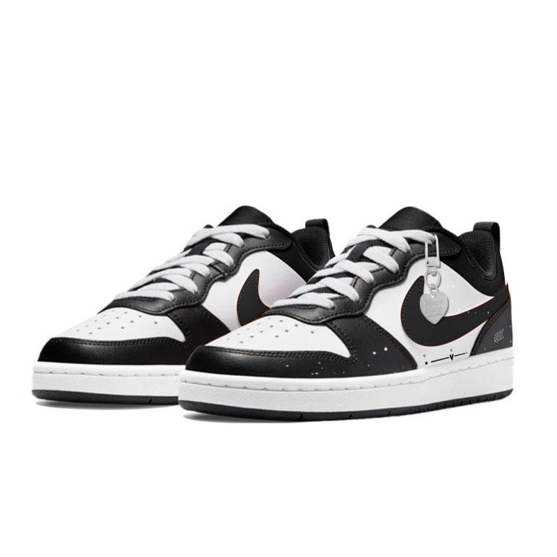 Nike Court Borough Heartbeat Graffiti Low top Skateboard Shoes Women's Black White BQ5448-115(Team1267-)